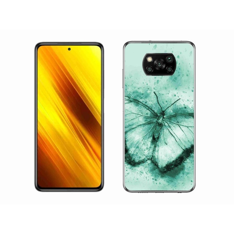 Gélový obal mmCase na mobil Xiaomi Poco X3 - zelený motýľ