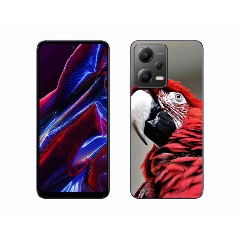 Gélový obal mmCase na mobil Xiaomi Poco X5 5G - papagáj ara červený