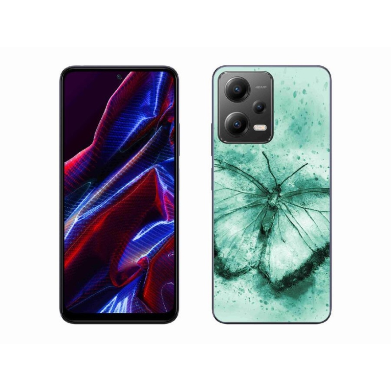 Gélový obal mmCase na mobil Xiaomi Poco X5 5G - zelený motýľ