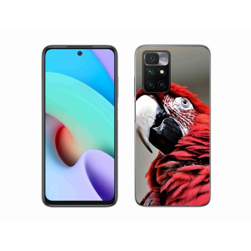 Gélový obal mmCase na mobil Xiaomi Redmi 10/Redmi 10 (2022) - papagáj ara červený