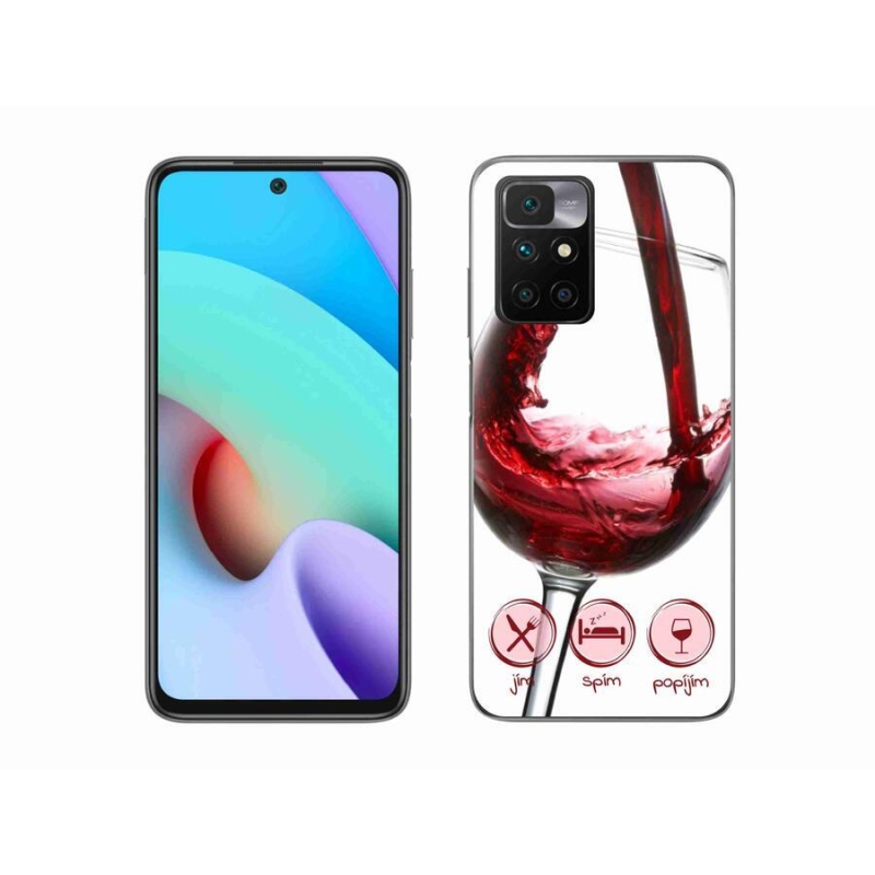 Gélový obal mmCase na mobil Xiaomi Redmi 10/Redmi 10 (2022) - pohárik vína červené