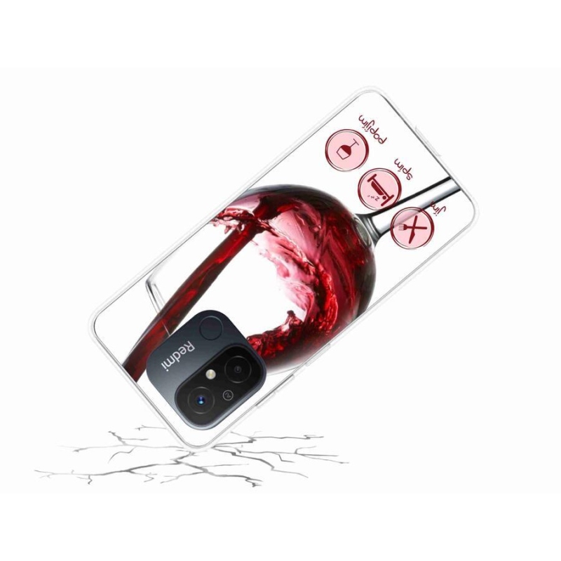 Gélový obal mmCase na mobil Xiaomi Redmi 12C - pohár vína červené