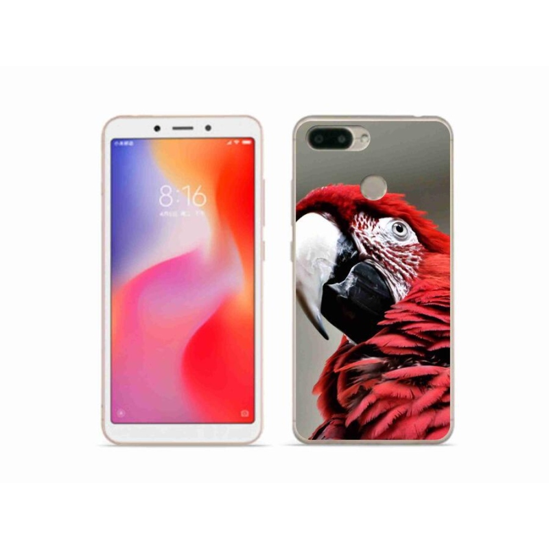 Gélový obal mmCase na mobil Xiaomi Redmi 6 - papagáj ara červený