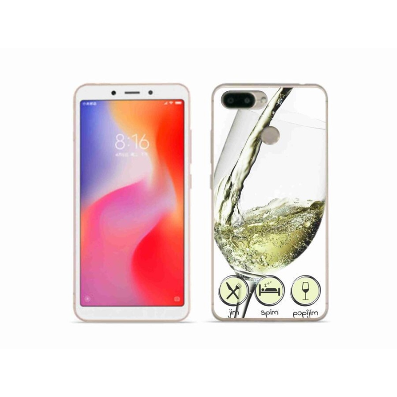 Gélový obal mmCase na mobil Xiaomi Redmi 6 - pohárik vína biele