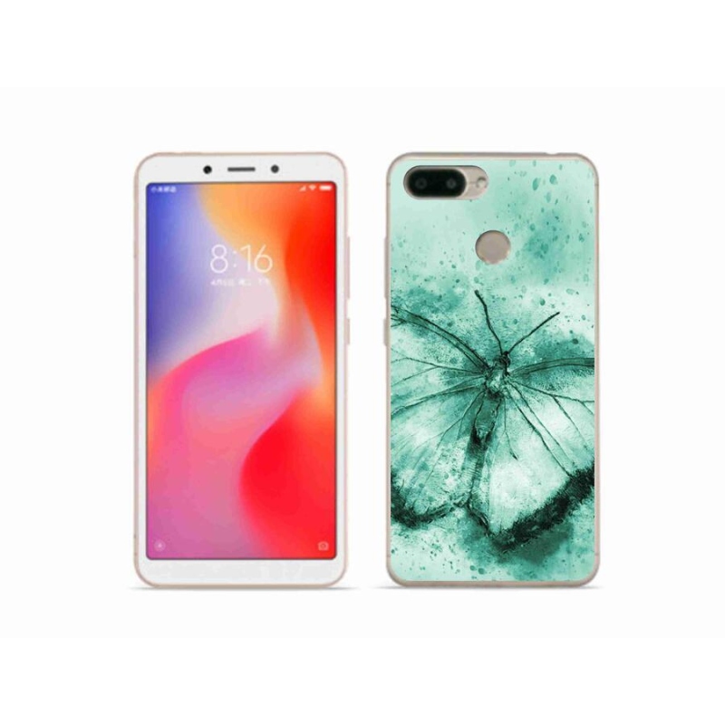 Gélový obal mmCase na mobil Xiaomi Redmi 6 - zelený motýľ