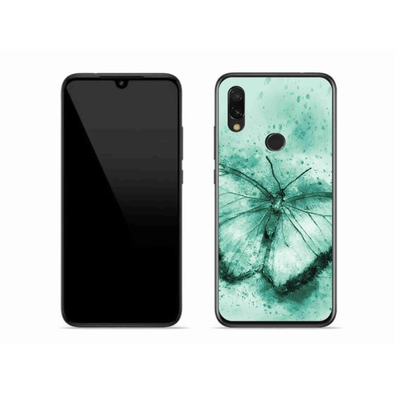 Gélový obal mmCase na mobil Xiaomi Redmi 7 - zelený motýľ