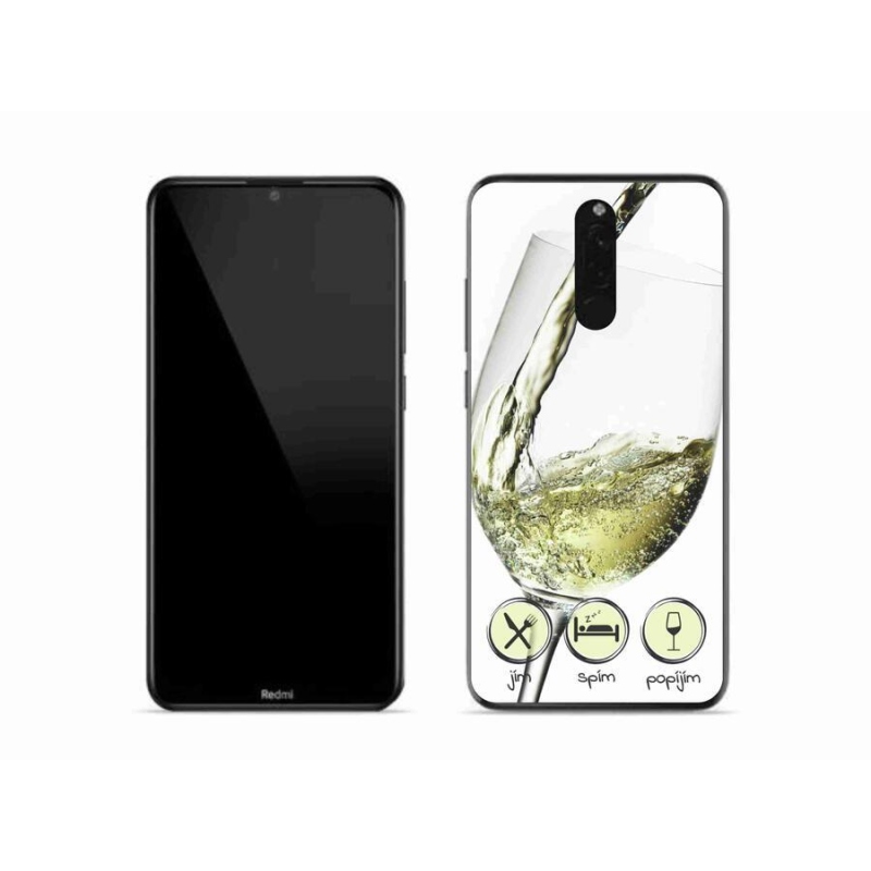 Gélový obal mmCase na mobil Xiaomi Redmi 8 - pohár vína biele