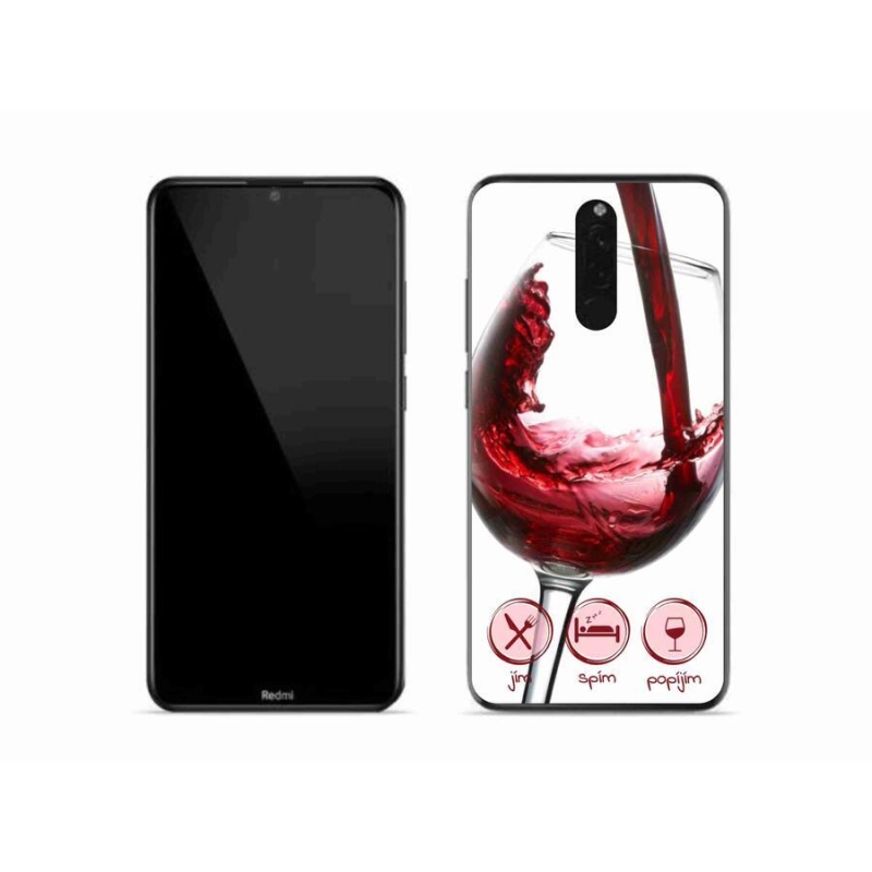 Gélový obal mmCase na mobil Xiaomi Redmi 8 - pohár vína červené