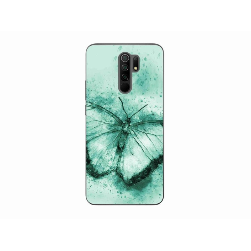 Gélový obal mmCase na mobil Xiaomi Redmi 9 - zelený motýľ