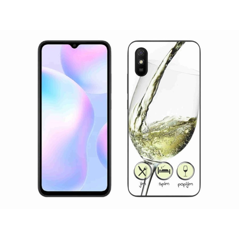 Gélový obal mmCase na mobil Xiaomi Redmi 9A - pohárik vína biele