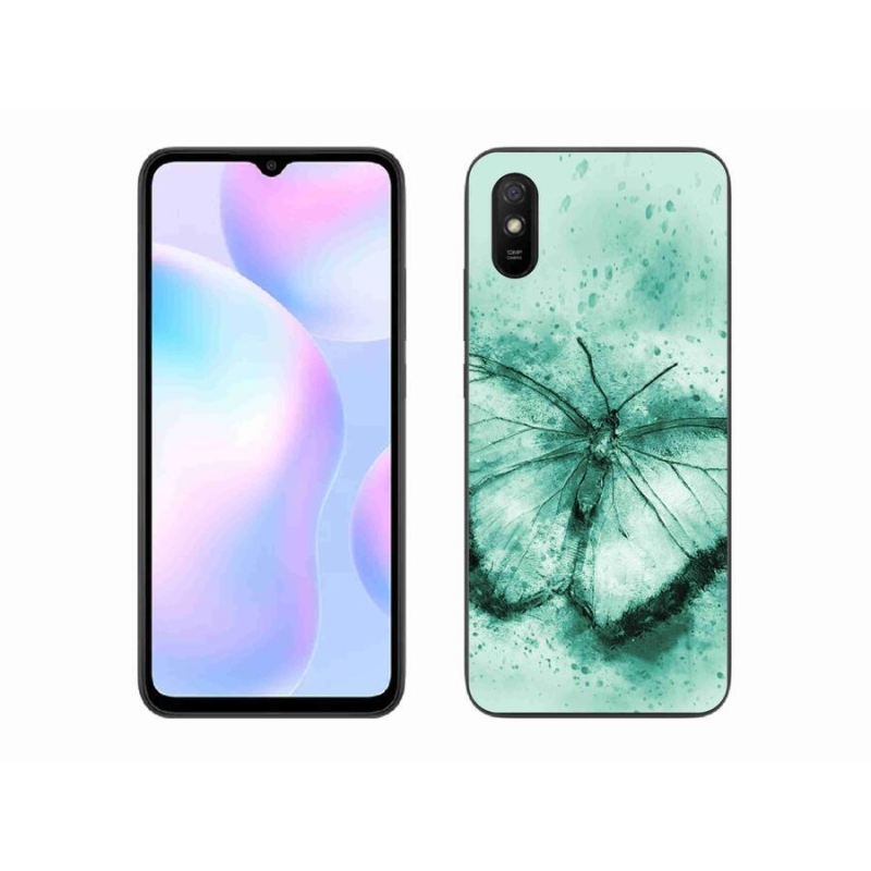 Gélový obal mmCase na mobil Xiaomi Redmi 9A - zelený motýľ