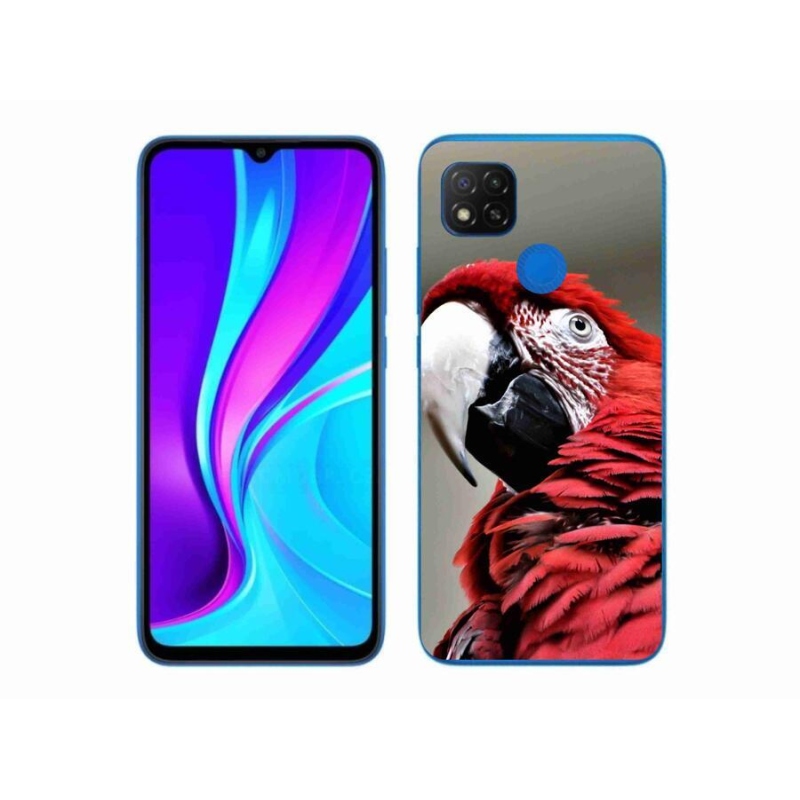 Gélový obal mmCase na mobil Xiaomi Redmi 9C - papagáj ara červený