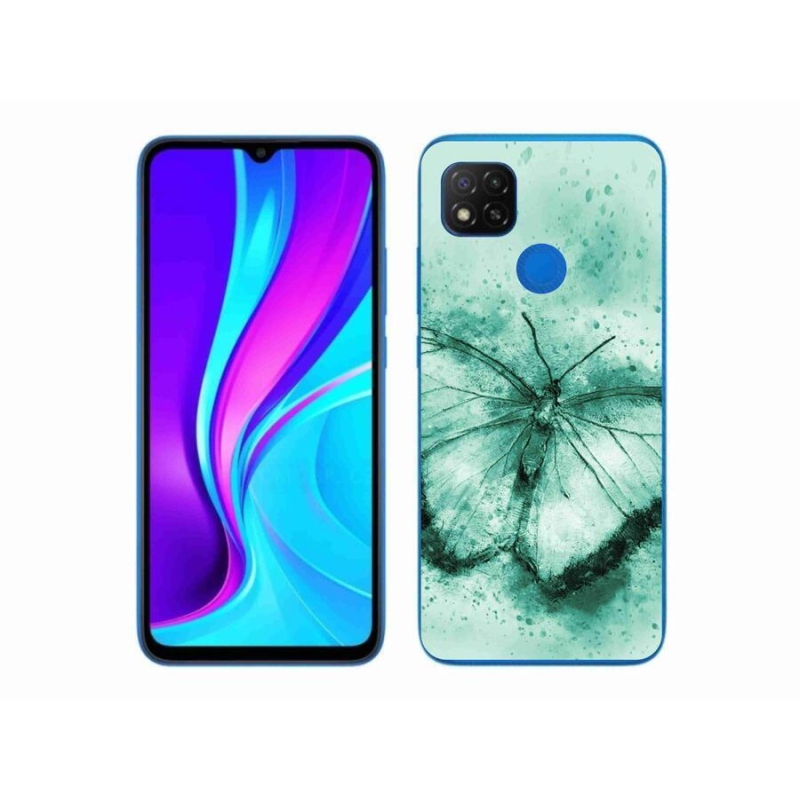 Gélový obal mmCase na mobil Xiaomi Redmi 9C - zelený motýľ