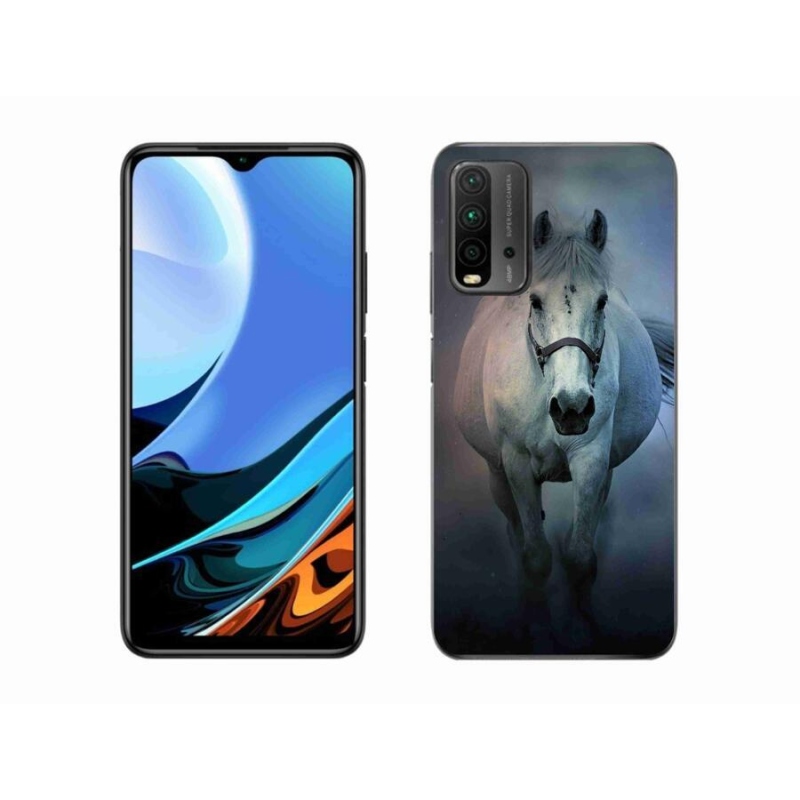 Gélový obal mmCase na mobil Xiaomi Redmi 9T - bežiaci biely kôň