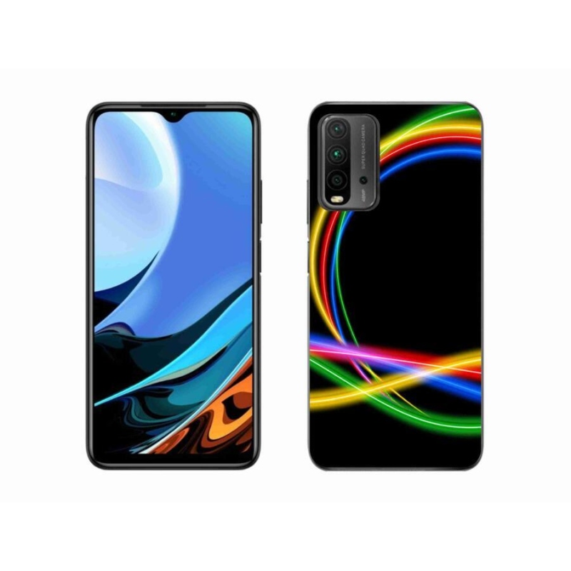 Gélový obal mmCase na mobil Xiaomi Redmi 9T - neónové kruhy