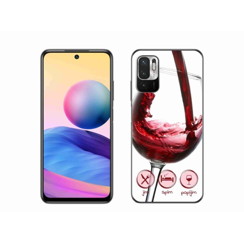 Gélový obal mmCase na mobil Xiaomi Redmi Note 10 5G - pohárik vína červené