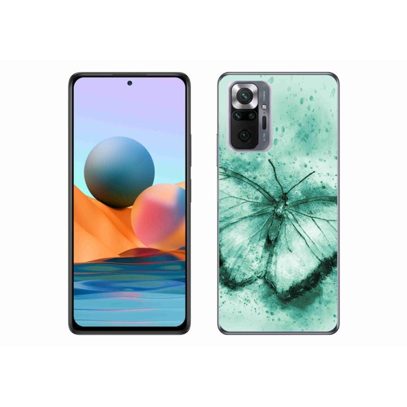 Gélový obal mmCase na mobil Xiaomi Redmi Note 10 Pro - zelený motýľ