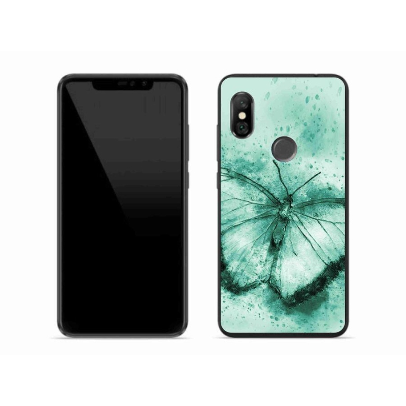 Gélový obal mmCase na mobil Xiaomi Redmi Note 6 Pro - zelený motýľ