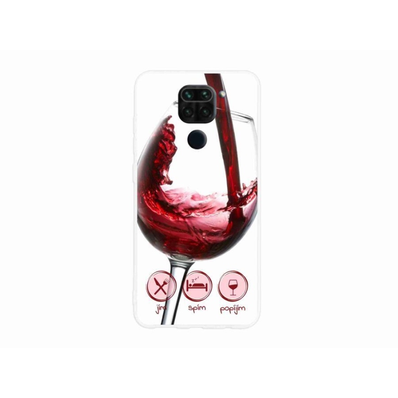 Gélový obal mmCase na mobil Xiaomi Redmi Note 9 - pohárik vína červené