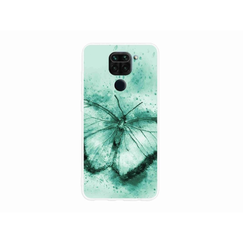 Gélový obal mmCase na mobil Xiaomi Redmi Note 9 - zelený motýľ