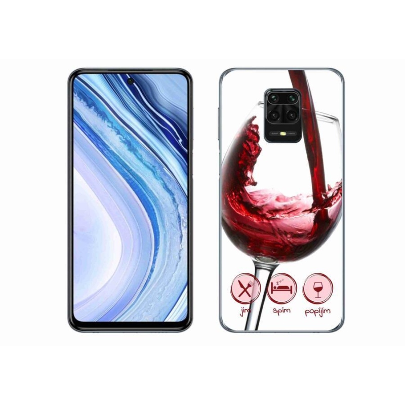 Gélový obal mmCase na mobil Xiaomi Redmi Note 9S - pohárik vína červené