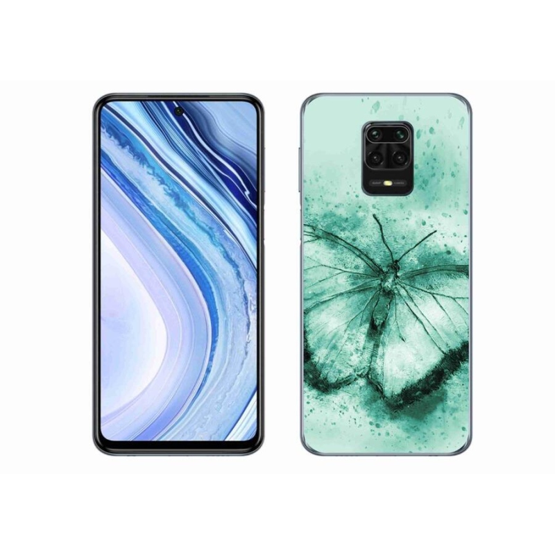 Gélový obal mmCase na mobil Xiaomi Redmi Note 9S - zelený motýľ