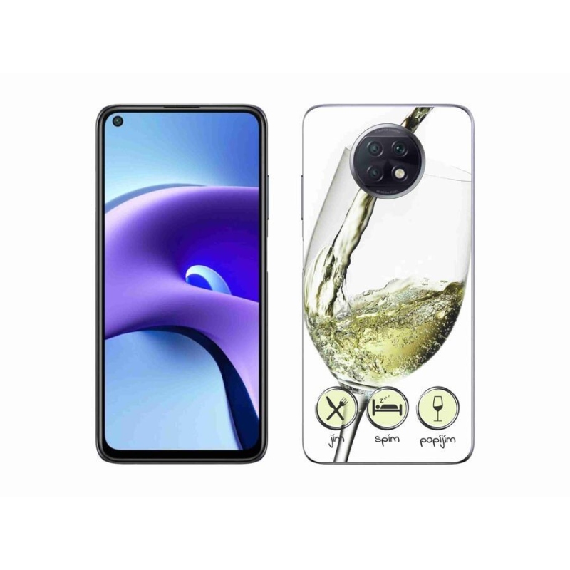 Gélový obal mmCase na mobil Xiaomi Redmi Note 9T 5G - pohárik vína biele