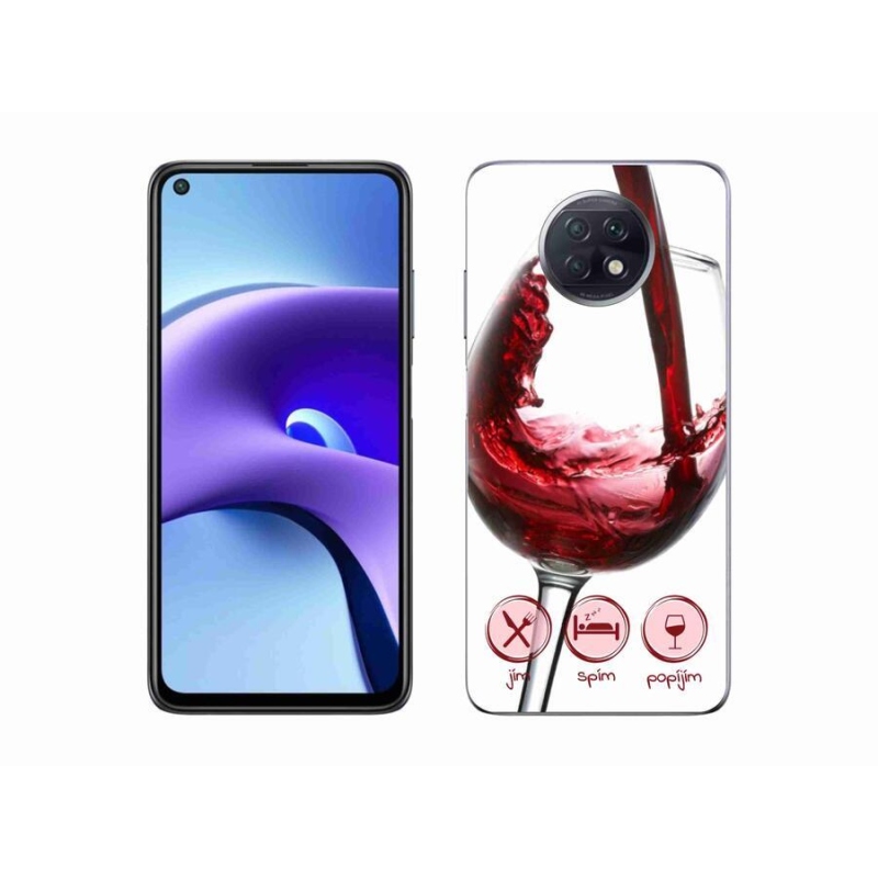 Gélový obal mmCase na mobil Xiaomi Redmi Note 9T 5G - pohárik vína červené