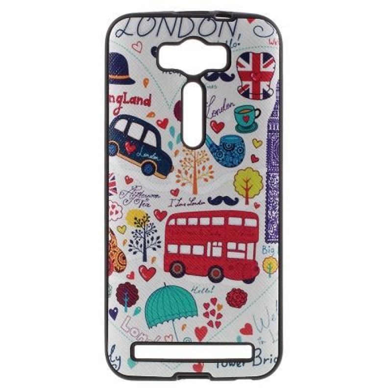 Gélový obal s koženkovým chrbtom pre Asus Zenfone 2 Laser - UK