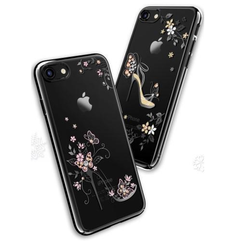 Gems zdobený plastový obal na iPhone 8 Plus a 7 Plus - motýlie střevíc