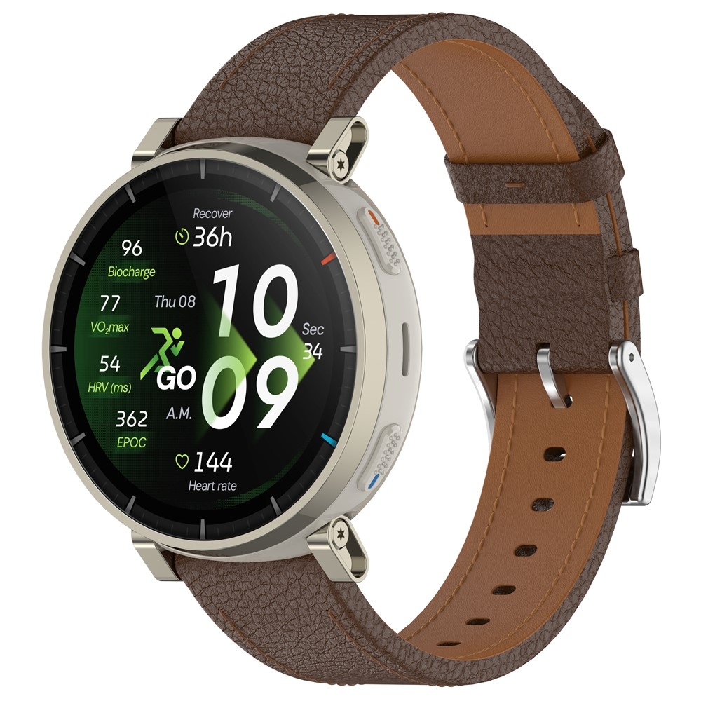 Génu kožený remienok na Amazfit Balance 3/Bip Max - tmavohnedý
