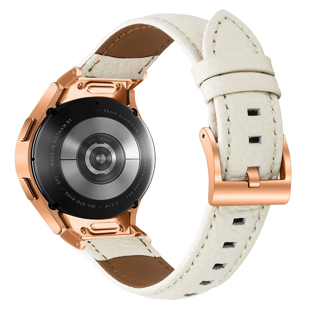 Genu kožený remienok na Samsung Galaxy Watch FE/Watch7 44mm/40mm/Watch6/Watch 5/Watch4 - béžový
