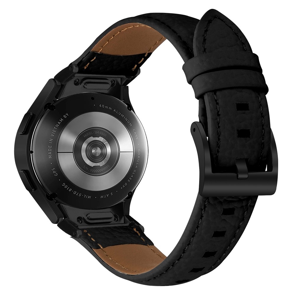 Genu kožený remienok na Samsung Galaxy Watch FE/Watch7 44mm/40mm/Watch6/Watch 5/Watch4 - čierny