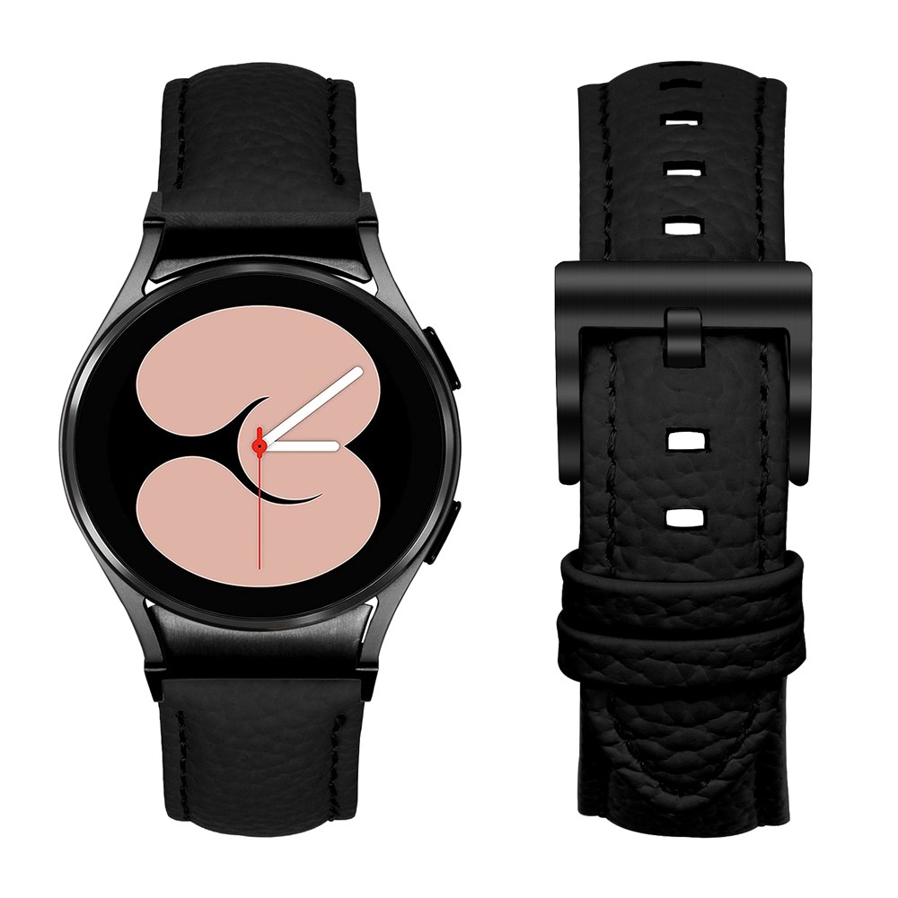 Genu kožený remienok na Samsung Galaxy Watch FE/Watch7 44mm/40mm/Watch6/Watch 5/Watch4 - čierny