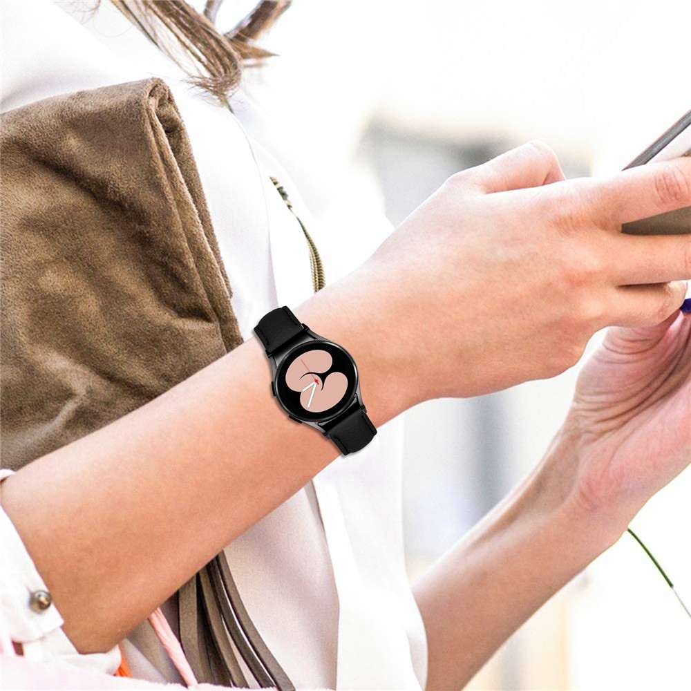 Genu kožený remienok na Samsung Galaxy Watch FE/Watch7 44mm/40mm/Watch6/Watch 5/Watch4 - čierny
