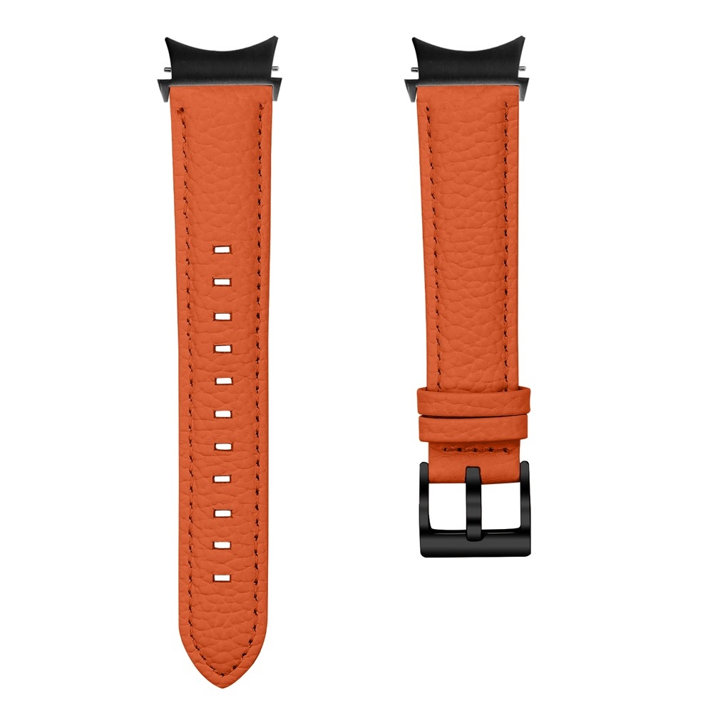 Genu kožený remienok na Samsung Galaxy Watch FE/Watch7 44mm/40mm/Watch6/Watch 5/Watch4 - oranžový/čierny