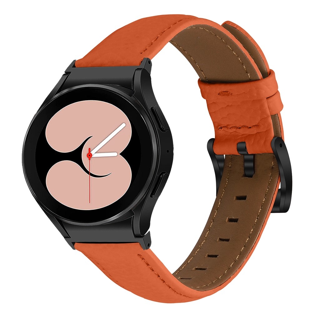 Genu kožený remienok na Samsung Galaxy Watch FE/Watch7 44mm/40mm/Watch6/Watch 5/Watch4 - oranžový/čierny