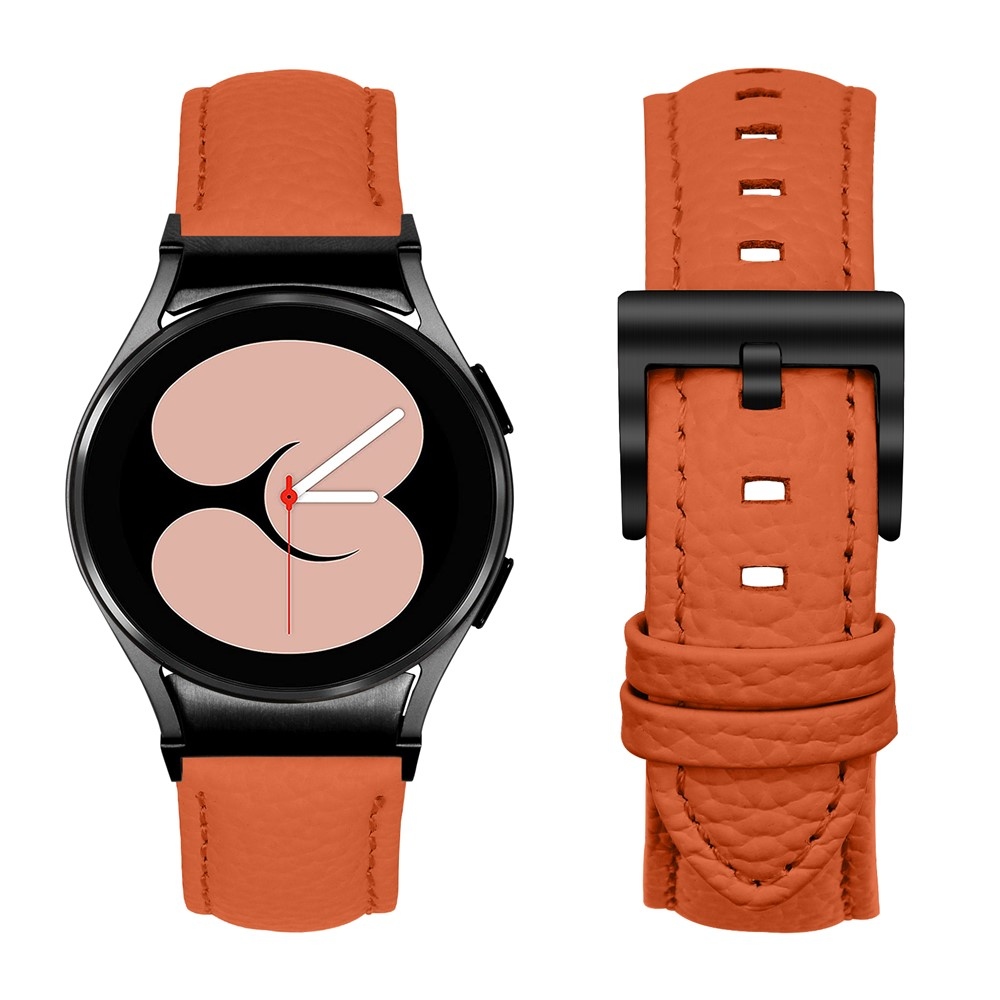 Genu kožený remienok na Samsung Galaxy Watch FE/Watch7 44mm/40mm/Watch6/Watch 5/Watch4 - oranžový/čierny