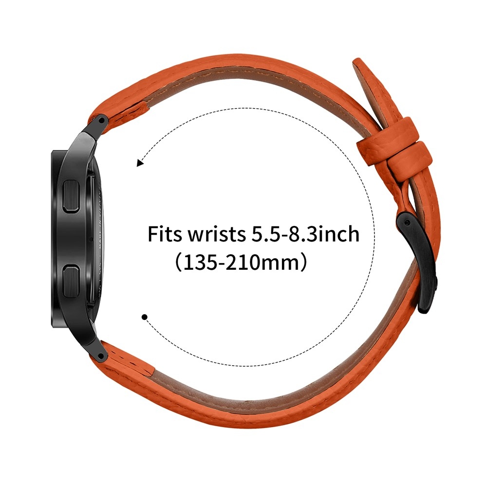Genu kožený remienok na Samsung Galaxy Watch FE/Watch7 44mm/40mm/Watch6/Watch 5/Watch4 - oranžový/čierny