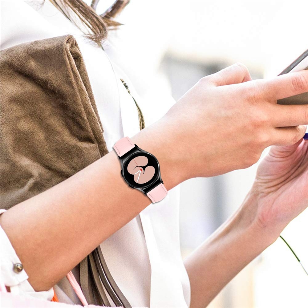 Genu kožený remienok na Samsung Galaxy Watch FE/Watch7 44mm/40mm/Watch6/Watch 5/Watch4 - ružový
