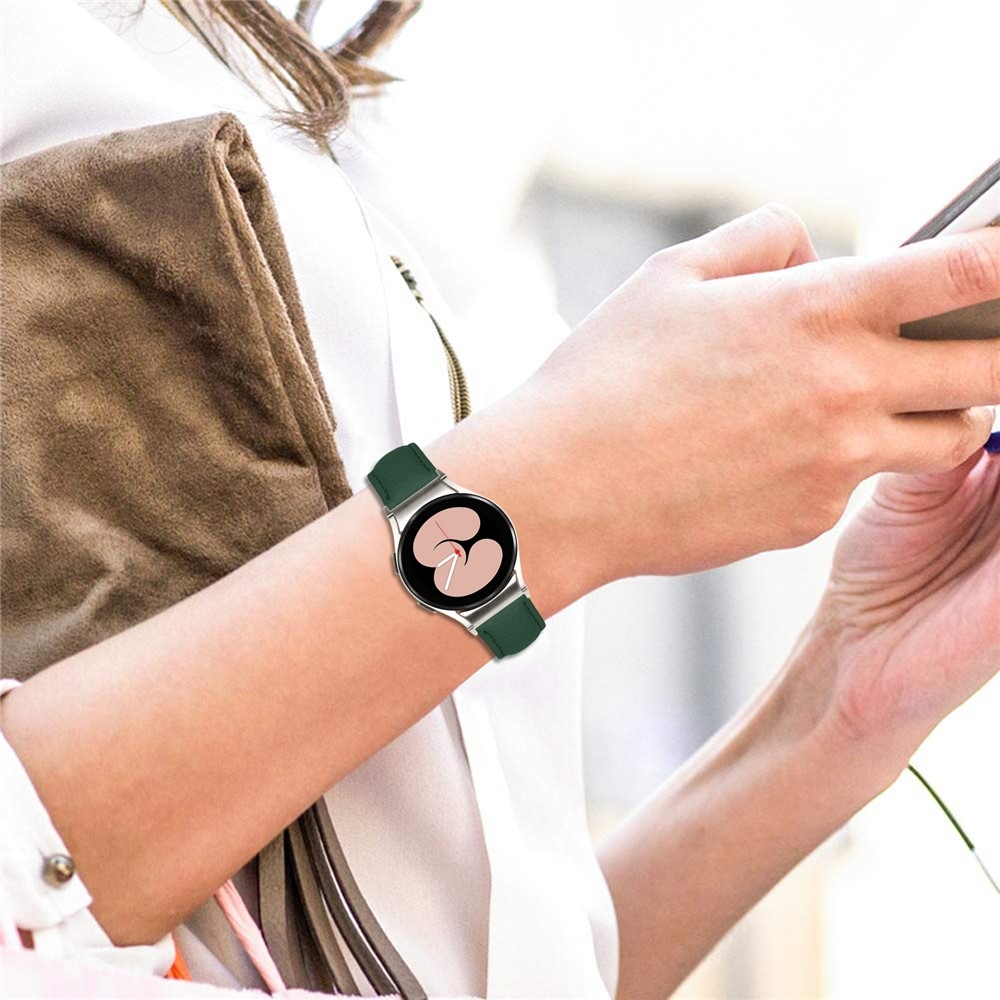 Genu kožený remienok na Samsung Galaxy Watch FE/Watch7 44mm/40mm/Watch6/Watch 5/Watch4 - zelený