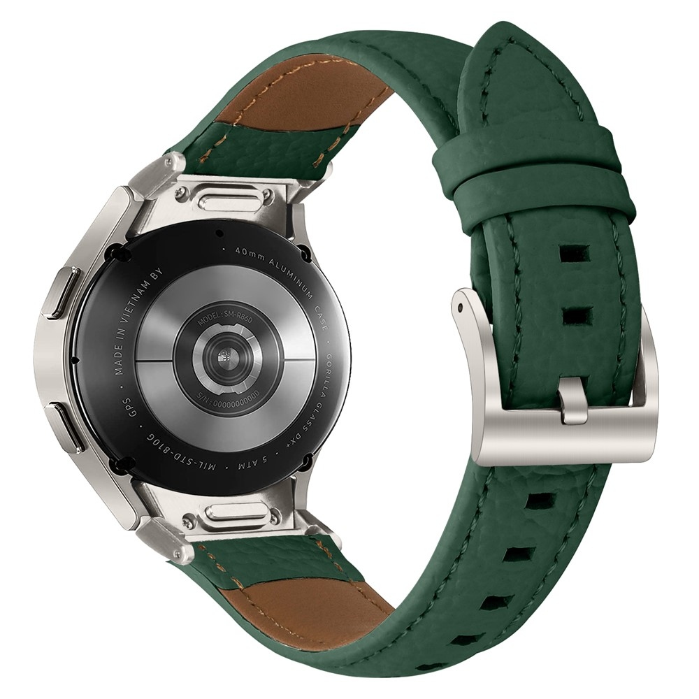 Genu kožený remienok na Samsung Galaxy Watch FE/Watch7 44mm/40mm/Watch6/Watch 5/Watch4 - zelený