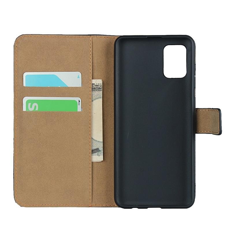 Genuine PU kožené peněženkové puzdro na mobil Samsung Galaxy A31