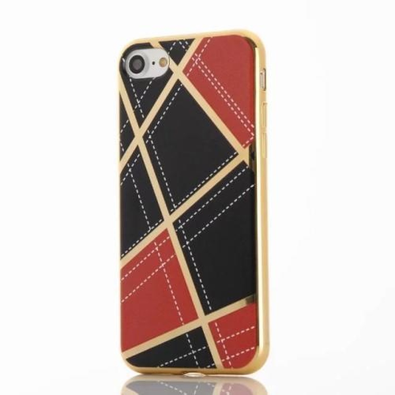 Geometric plastový obal so zlatými Lema na iPhone 8 a iPhone 7 - červené