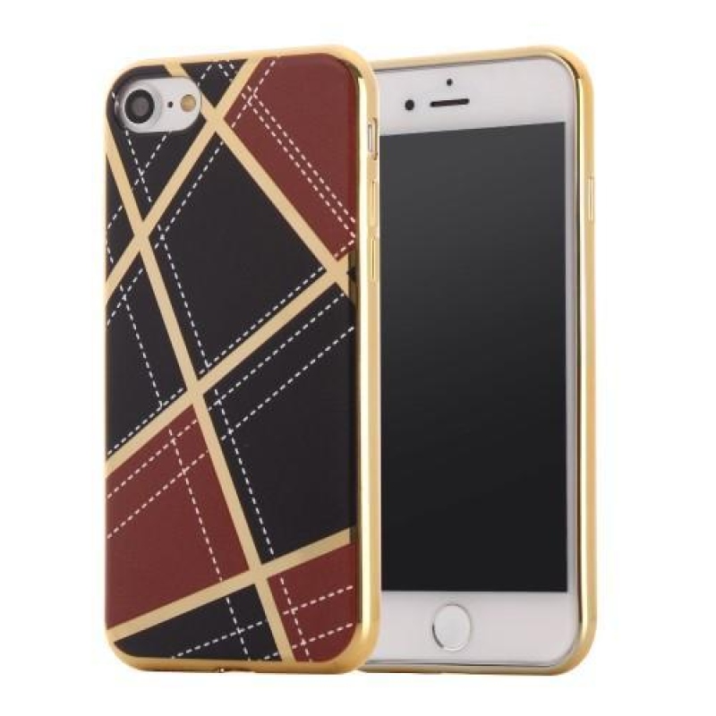 Geometric plastový obal so zlatými Lema na iPhone 8 a iPhone 7 - vínové