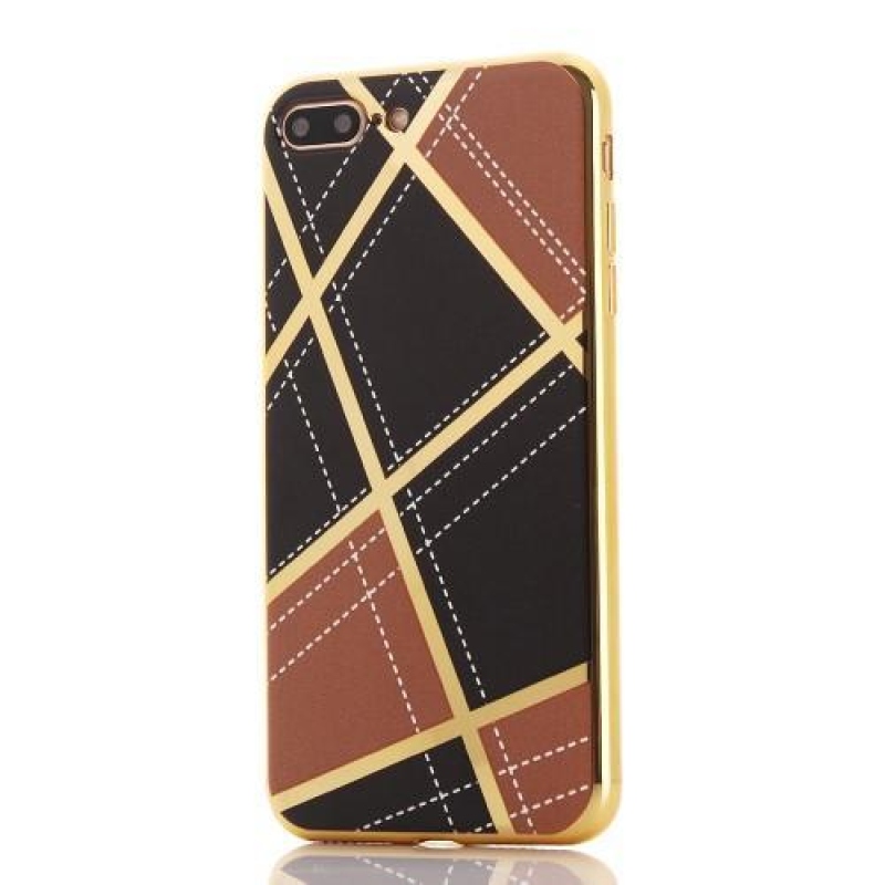 GeometricStyle plastový obal so zlatými lemami na iPhone 8 Plus a iPhone 7 Plus - hnedý