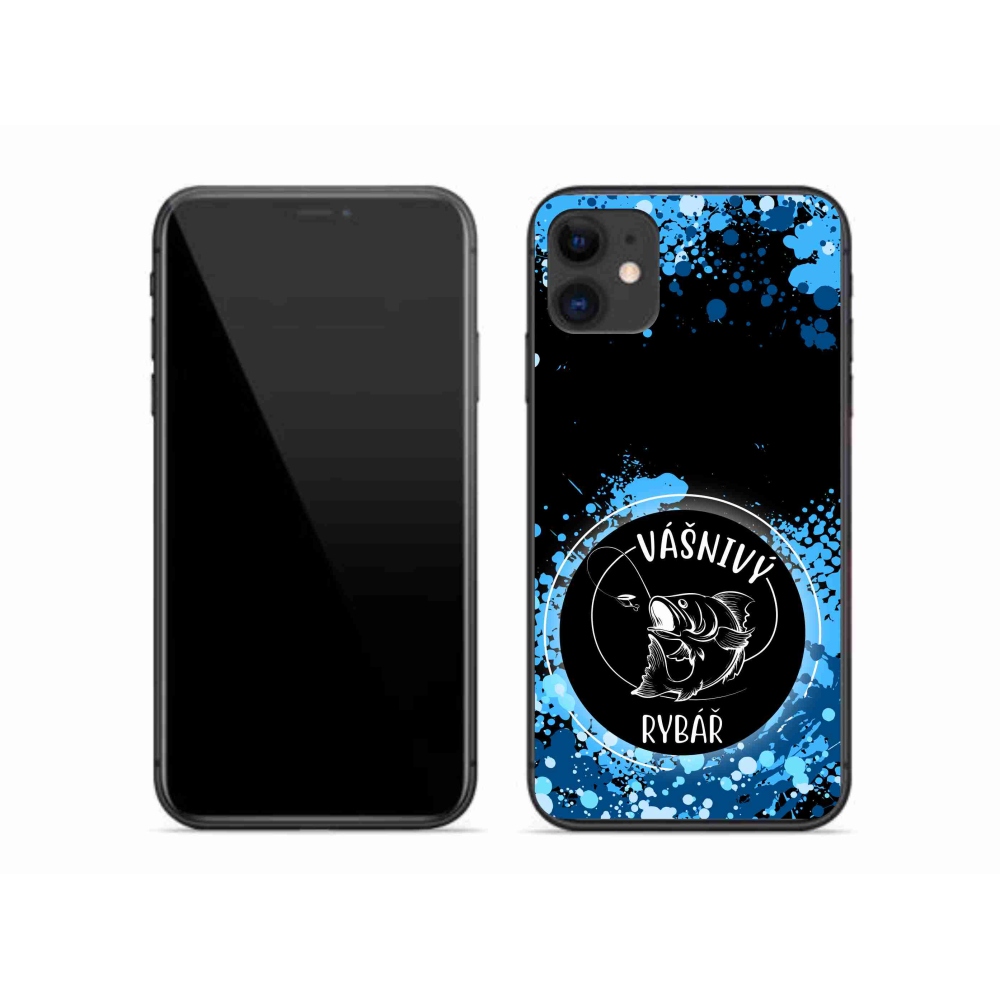 Gélový kryt mmCase na iPhone 11 - vášnivý rybár čierne pozadie