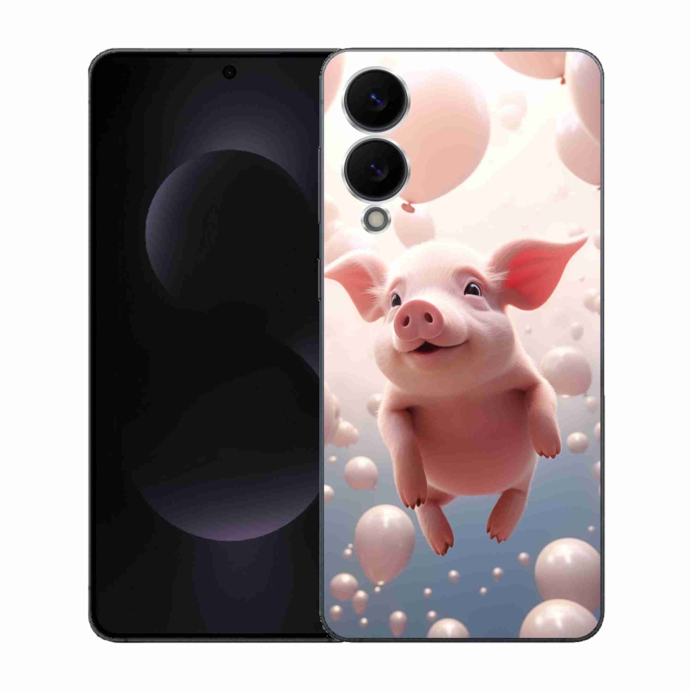 Gélový kryt mmCase na Samsung Galaxy S25 Edge - prasiatko s balónikmi