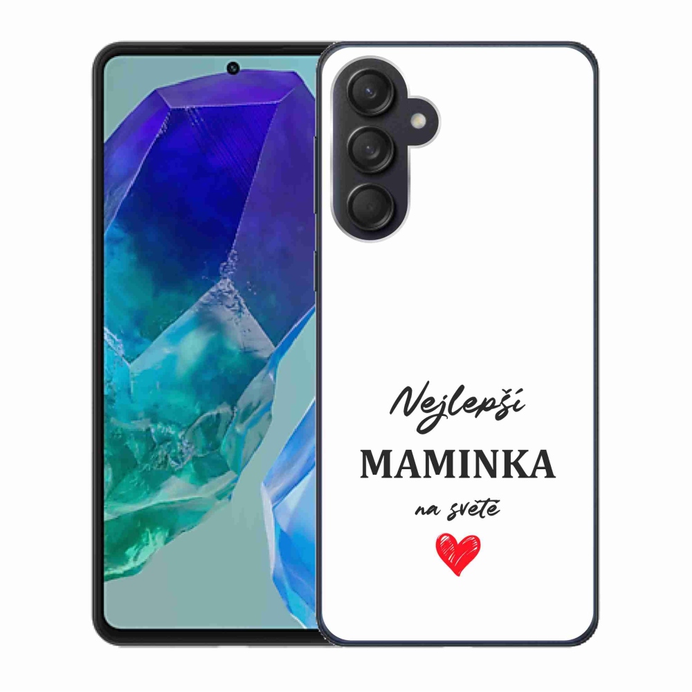 Gélový kryt mmCase na Samsung Galaxy M55 5G - najlepšia mamička 1 biele pozadie