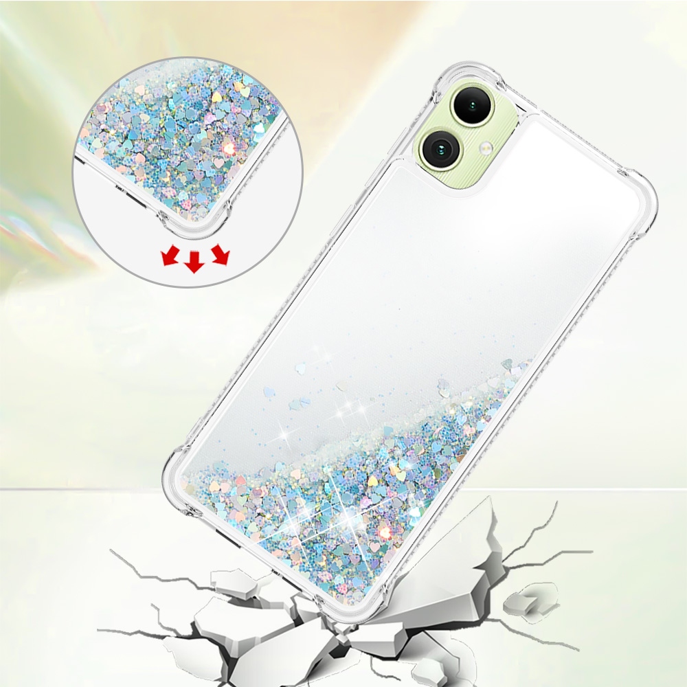 Glitter presýpacie gélový obal na Samsung Galaxy A07 4G - strieborný/srdiečka